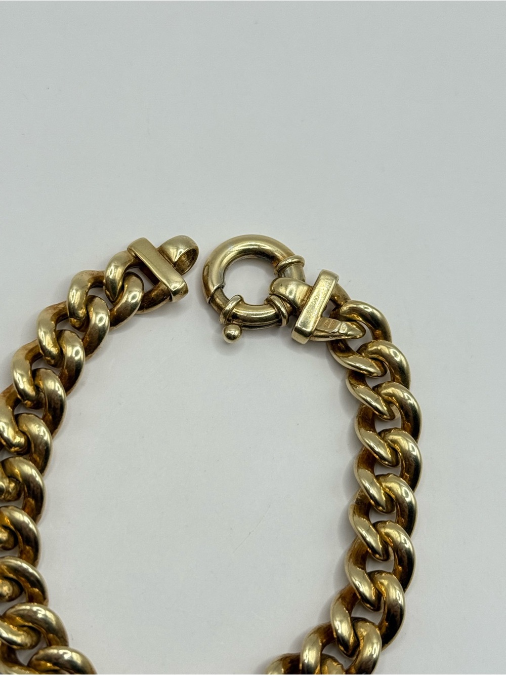 925 Italy 18k gold Plated Curb Link Bracelet Unoaerre 7.5 inch - Picture 5 of 5